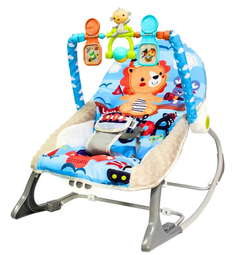Cadeirinha De Descanso Musical Para Bebe Balanço Reclinável Com Mobile Azul - Kababy