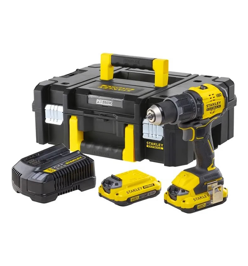 Parafusadeira E Furadeira 13mm 20v Stanley SBD716D2T 2 Baterias 1 Carregador E Maleta Prostack