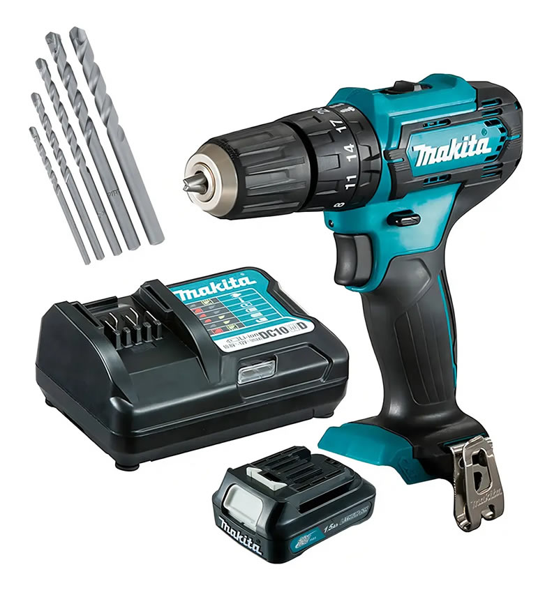 Parafusadeira Furadeira De Impacto Hp333 +conjunto De Brocas Cor Azul