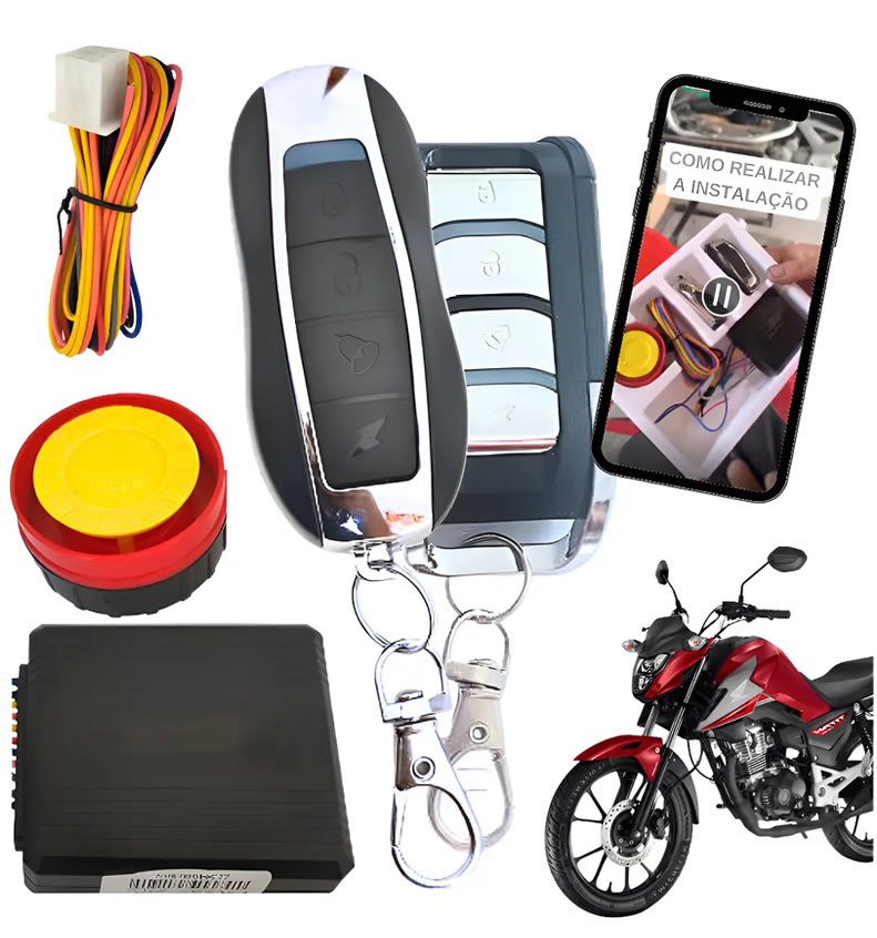 Alarme Moto Antifurto Sonoro com Partida Remota